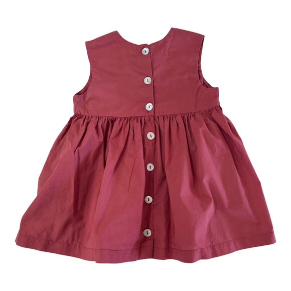 AS WE GROW - SLEEVELESS BUTTONED DOWN DRESS  - 100% COTTON - DARK PINK - Picture 2 of 4